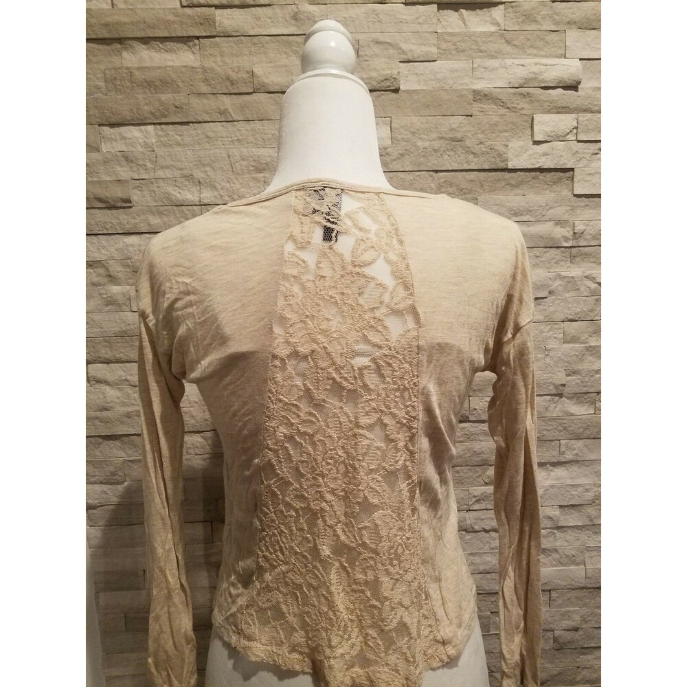 Full Tilt Top Womens Size XS Long Sleeve Hi Low Lace Back Tan
